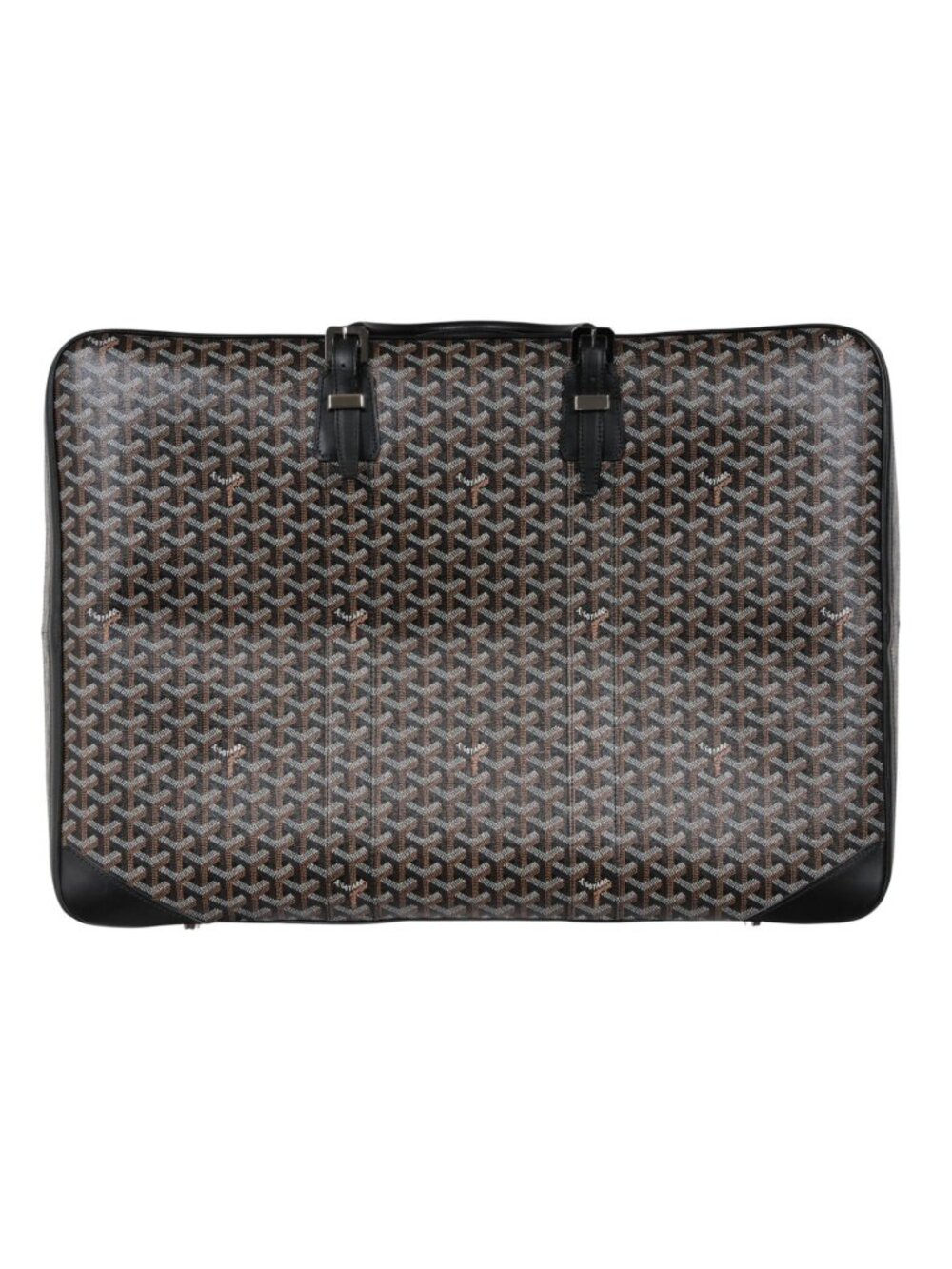 Goyard Black Goyardine Canvas Leather Majordome 60 Travel Trunk Luggage Bag